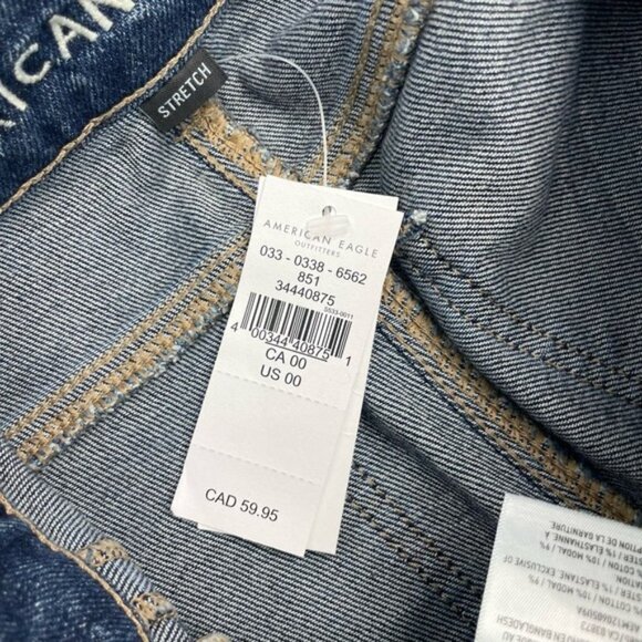 NWT AMERICAN EAGLE Super High Rise Cuffed Mom Short Sz 00 Stretch - Picture 10 of 13